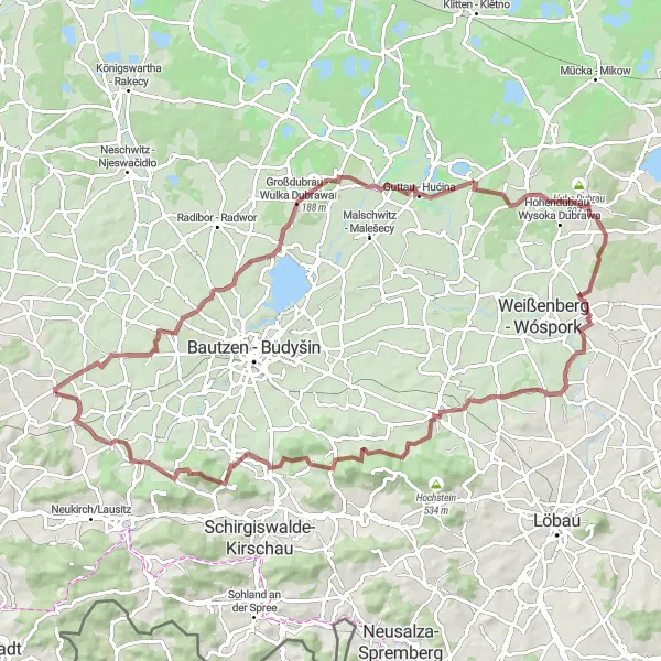 Map miniature of "Exploring the Gravel Paths" cycling inspiration in Dresden, Germany. Generated by Tarmacs.app cycling route planner