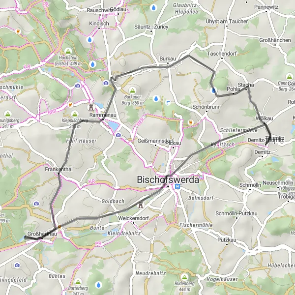 Karten-Miniaturansicht der Radinspiration "Kurze Erkundungstour im Umland" in Dresden, Germany. Erstellt vom Tarmacs.app-Routenplaner für Radtouren
