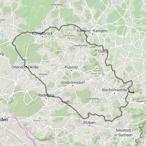 Karten-Miniaturansicht der Radinspiration "Rundtour um Demitz-Thumitz" in Dresden, Germany. Erstellt vom Tarmacs.app-Routenplaner für Radtouren