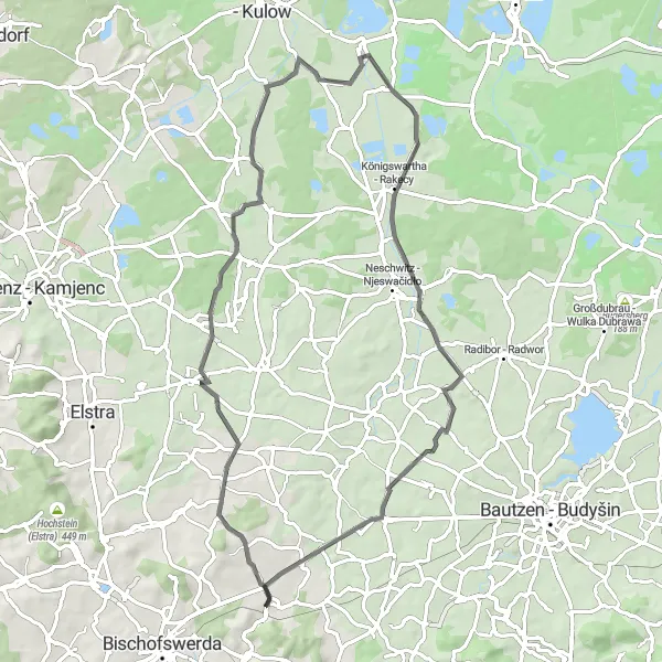 Map miniature of "Road Cycling Adventure" cycling inspiration in Dresden, Germany. Generated by Tarmacs.app cycling route planner