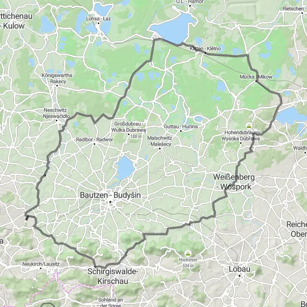 Map miniature of "Demitz Century Loop" cycling inspiration in Dresden, Germany. Generated by Tarmacs.app cycling route planner