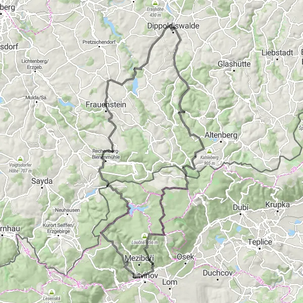 Karten-Miniaturansicht der Radinspiration "Die Hügel von Dippoldiswalde" in Dresden, Germany. Erstellt vom Tarmacs.app-Routenplaner für Radtouren