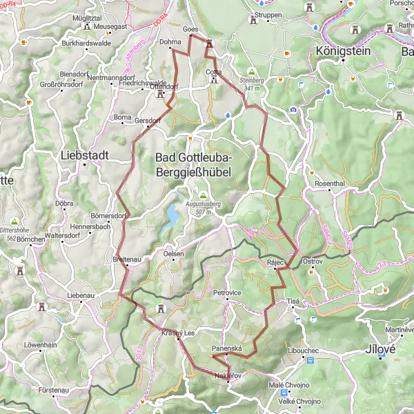 Karten-Miniaturansicht der Radinspiration "Naturschönheiten des Elbsandsteingebirges" in Dresden, Germany. Erstellt vom Tarmacs.app-Routenplaner für Radtouren