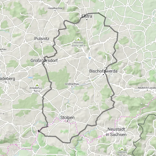 Map miniature of "Scenic Countryside Exploration" cycling inspiration in Dresden, Germany. Generated by Tarmacs.app cycling route planner