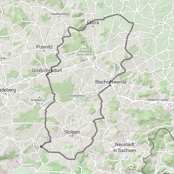 Karten-Miniaturansicht der Radinspiration "Dürrröhrsdorf - Dürrröhrsdorf (83 km, 698 m, Straße)" in Dresden, Germany. Erstellt vom Tarmacs.app-Routenplaner für Radtouren