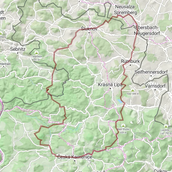 Map miniature of "The Ultimate Gravel Adventure" cycling inspiration in Dresden, Germany. Generated by Tarmacs.app cycling route planner