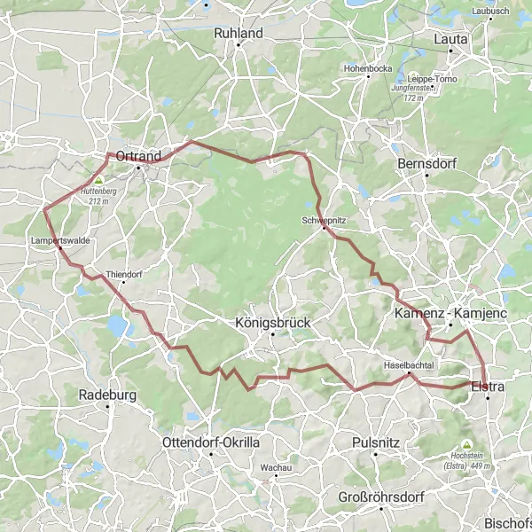 Map miniature of "Undulating Gravel Delight" cycling inspiration in Dresden, Germany. Generated by Tarmacs.app cycling route planner