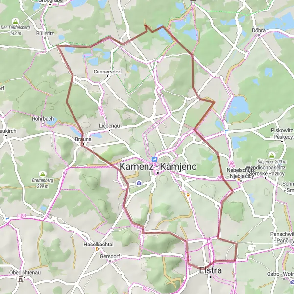 Karten-Miniaturansicht der Radinspiration "Erkundungstour durchs Elstraer Umland" in Dresden, Germany. Erstellt vom Tarmacs.app-Routenplaner für Radtouren