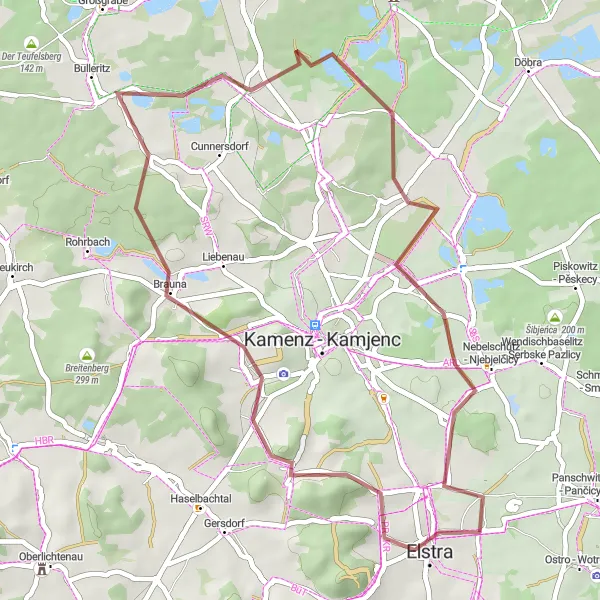 Map miniature of "Picturesque Gravel Exploration" cycling inspiration in Dresden, Germany. Generated by Tarmacs.app cycling route planner