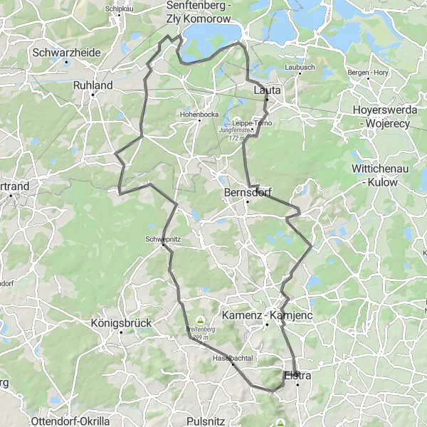 Map miniature of "Scenic Road Tour: Elstra and Nearby Regions" cycling inspiration in Dresden, Germany. Generated by Tarmacs.app cycling route planner
