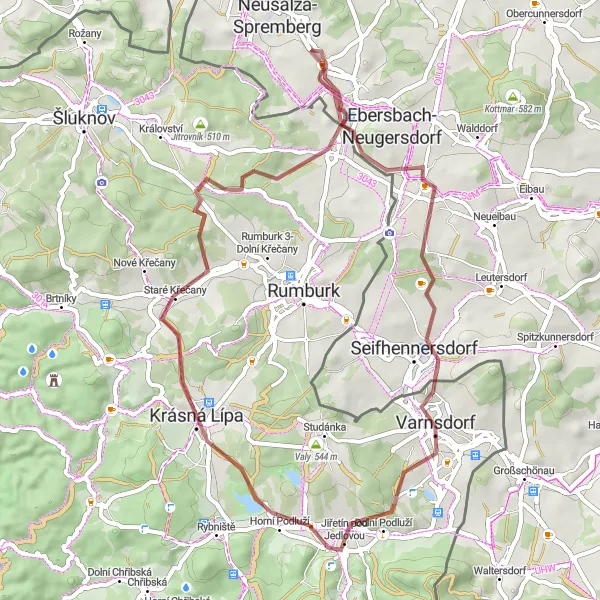 Map miniature of "Gravel Adventure" cycling inspiration in Dresden, Germany. Generated by Tarmacs.app cycling route planner