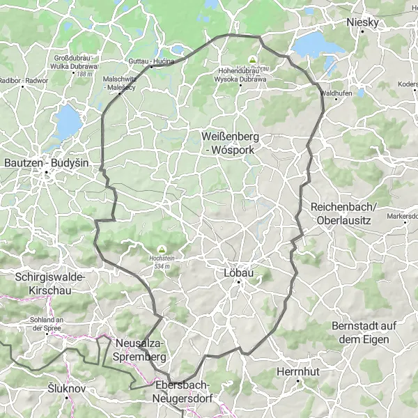 Karten-Miniaturansicht der Radinspiration "Rundweg um Friedersdorf" in Dresden, Germany. Erstellt vom Tarmacs.app-Routenplaner für Radtouren