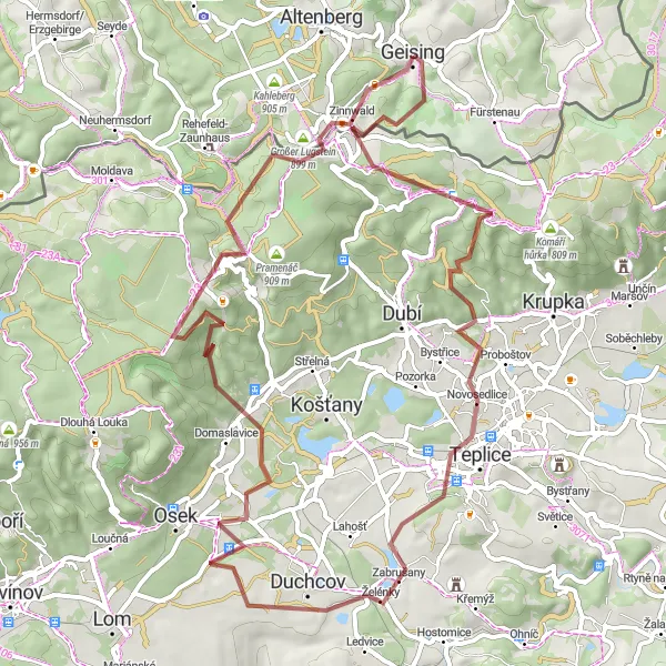 Map miniature of "Exploring Gravel Trails" cycling inspiration in Dresden, Germany. Generated by Tarmacs.app cycling route planner