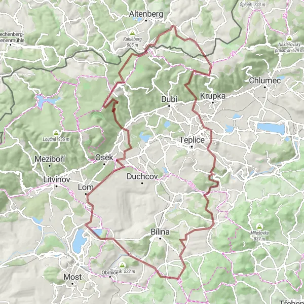 Map miniature of "Challenging Gravel Ride to Zinnwald" cycling inspiration in Dresden, Germany. Generated by Tarmacs.app cycling route planner