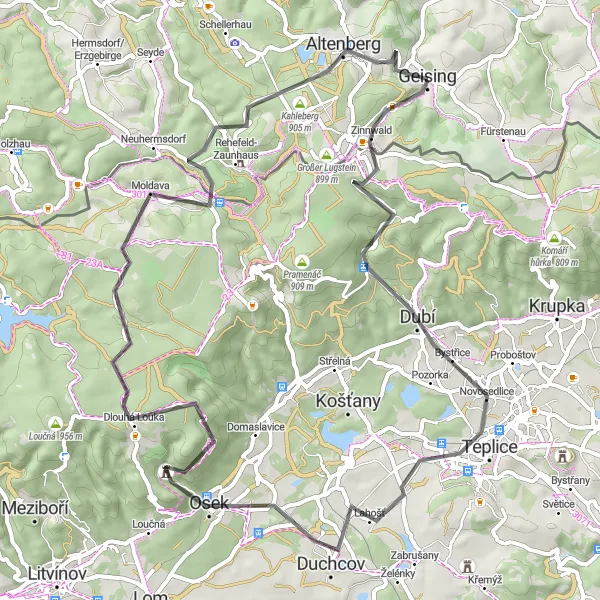 Karten-Miniaturansicht der Radinspiration "Radtour durch die Bergwelt" in Dresden, Germany. Erstellt vom Tarmacs.app-Routenplaner für Radtouren