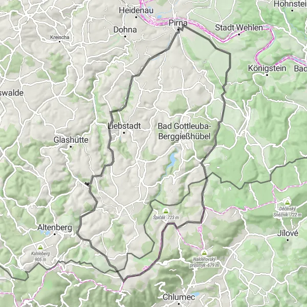 Karten-Miniaturansicht der Radinspiration "Bergabenteuer rund um den Geisinger Bärenstein" in Dresden, Germany. Erstellt vom Tarmacs.app-Routenplaner für Radtouren