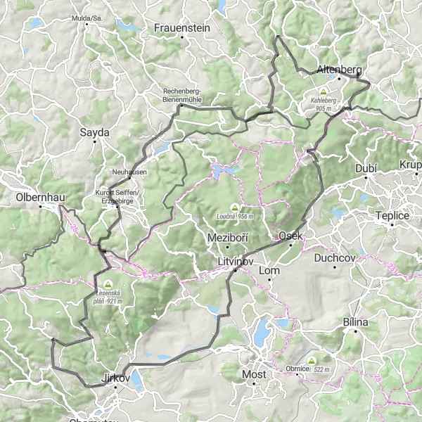 Map miniature of "Epic Road Cycling Adventure to Geisingberg" cycling inspiration in Dresden, Germany. Generated by Tarmacs.app cycling route planner