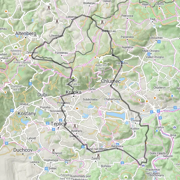 Map miniature of "Mountain Challenge" cycling inspiration in Dresden, Germany. Generated by Tarmacs.app cycling route planner