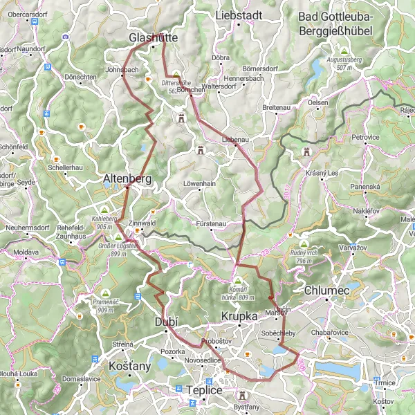 Map miniature of "Nature Lover's Gravel Expedition" cycling inspiration in Dresden, Germany. Generated by Tarmacs.app cycling route planner