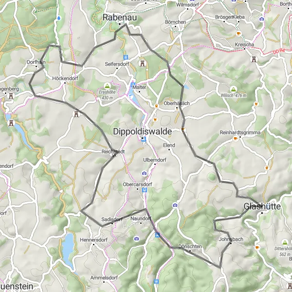 Karten-Miniaturansicht der Radinspiration "Höhenrausch durch die sächsische Schweiz" in Dresden, Germany. Erstellt vom Tarmacs.app-Routenplaner für Radtouren
