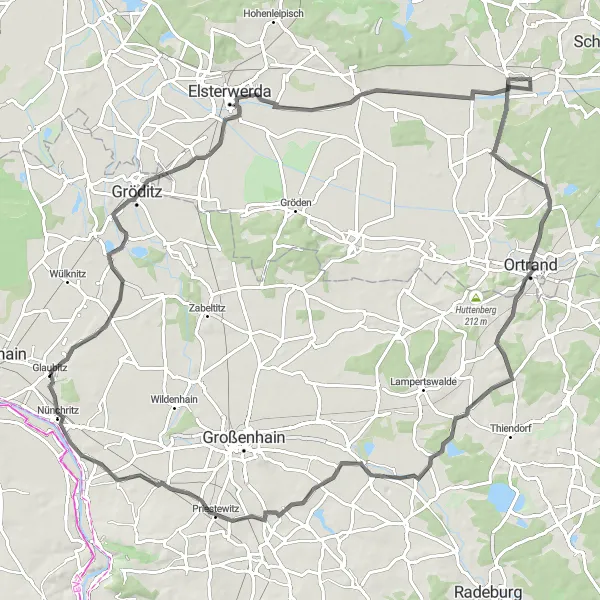 Map miniature of "Exploring the Countryside Cycling Route near Glaubitz" cycling inspiration in Dresden, Germany. Generated by Tarmacs.app cycling route planner