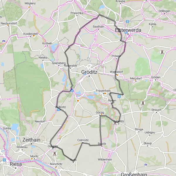 Karten-Miniaturansicht der Radinspiration "Radtour durch die Natur rund um Dresden" in Dresden, Germany. Erstellt vom Tarmacs.app-Routenplaner für Radtouren
