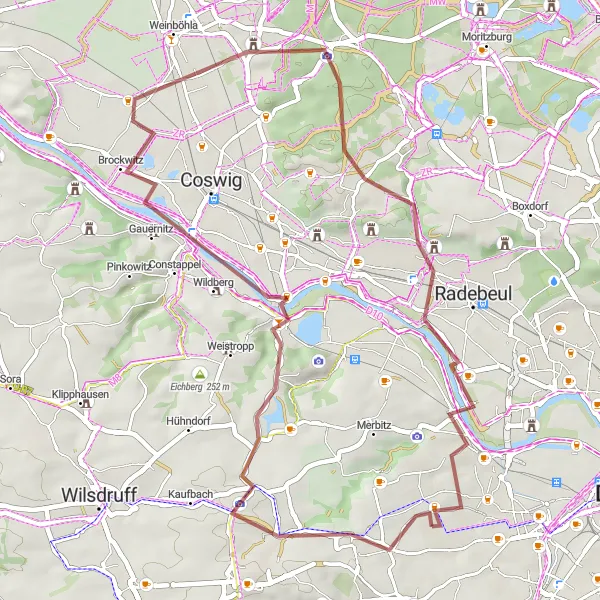 Map miniature of "Gorbitz Countryside Escape" cycling inspiration in Dresden, Germany. Generated by Tarmacs.app cycling route planner