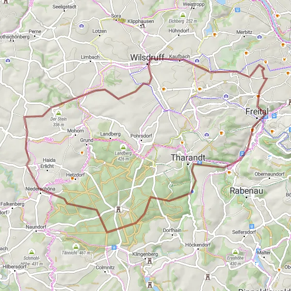 Map miniature of "Gorbitz to Tharandt Gravel Cycling Route" cycling inspiration in Dresden, Germany. Generated by Tarmacs.app cycling route planner