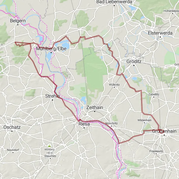 Karten-Miniaturansicht der Radinspiration "Gravel Tour durch die Reußener Berge" in Dresden, Germany. Erstellt vom Tarmacs.app-Routenplaner für Radtouren