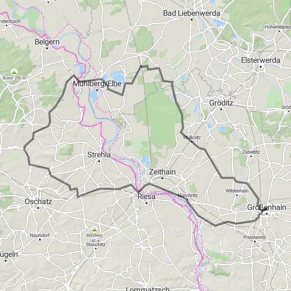 Map miniature of "Elbe Adventure" cycling inspiration in Dresden, Germany. Generated by Tarmacs.app cycling route planner