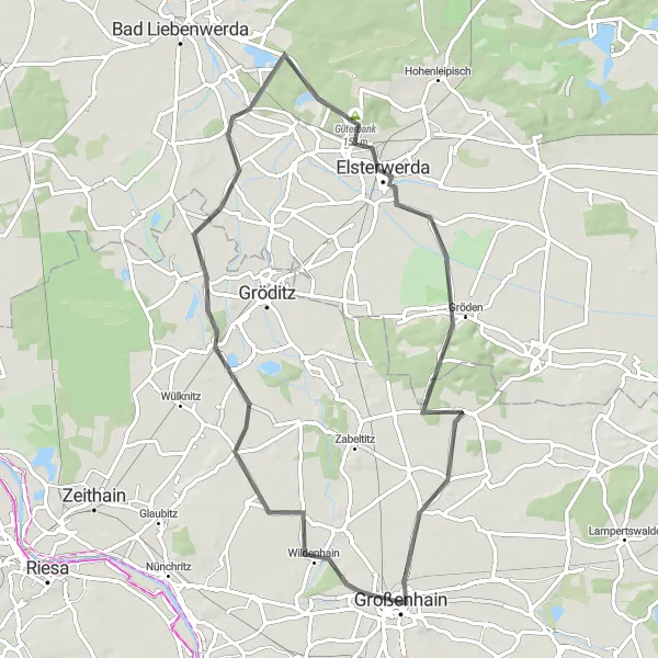 Map miniature of "Green Countryside" cycling inspiration in Dresden, Germany. Generated by Tarmacs.app cycling route planner