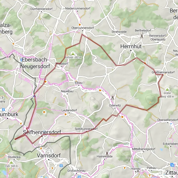 Map miniature of "Exploring the Hills of Zittau" cycling inspiration in Dresden, Germany. Generated by Tarmacs.app cycling route planner