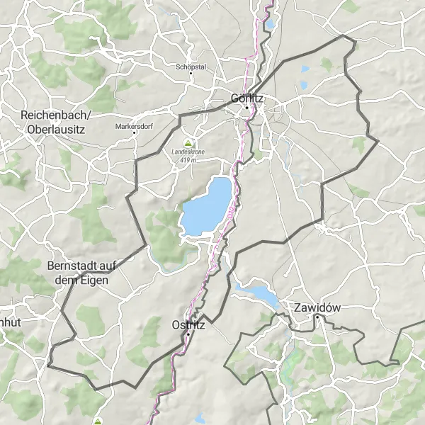 Map miniature of "Görlitz Explorer" cycling inspiration in Dresden, Germany. Generated by Tarmacs.app cycling route planner