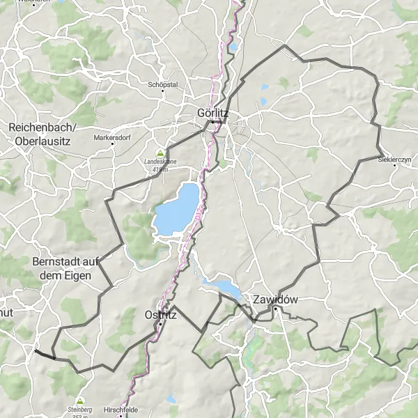 Map miniature of "Scenic Road Trip across the Eastern Ore Mountains" cycling inspiration in Dresden, Germany. Generated by Tarmacs.app cycling route planner