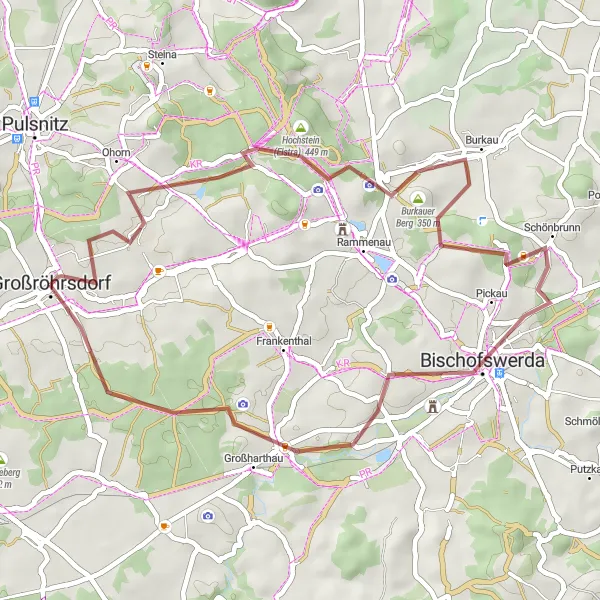 Map miniature of "Gravel Adventure: Elstra Loop" cycling inspiration in Dresden, Germany. Generated by Tarmacs.app cycling route planner