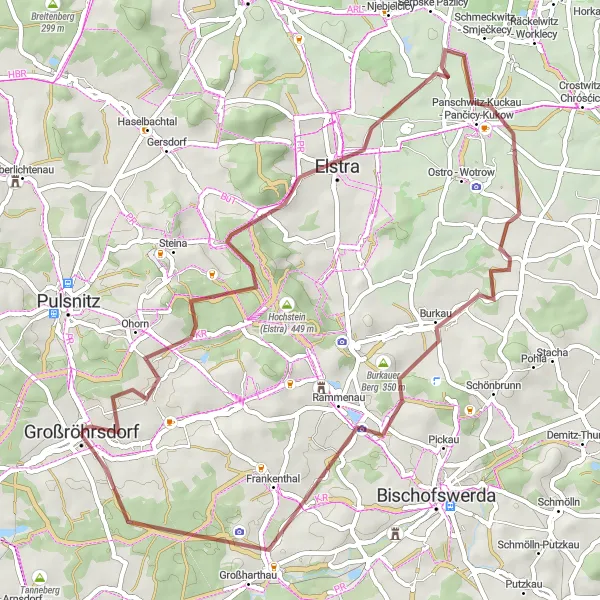 Map miniature of "Off the Beaten Path: Ohorn Exploration" cycling inspiration in Dresden, Germany. Generated by Tarmacs.app cycling route planner