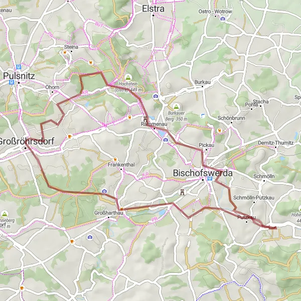 Map miniature of "Gravel Adventure" cycling inspiration in Dresden, Germany. Generated by Tarmacs.app cycling route planner