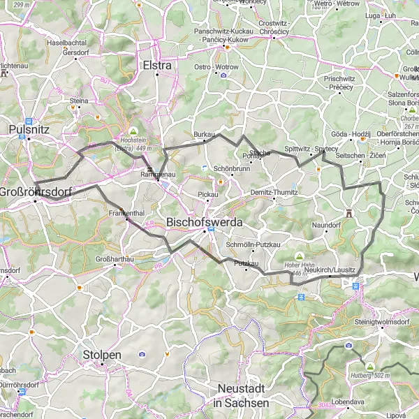 Map miniature of "Cultural Discovery: Birkau - Schmölln Loop" cycling inspiration in Dresden, Germany. Generated by Tarmacs.app cycling route planner