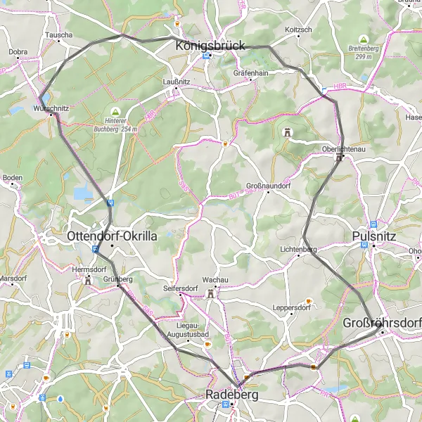 Map miniature of "Sandberg Loop" cycling inspiration in Dresden, Germany. Generated by Tarmacs.app cycling route planner