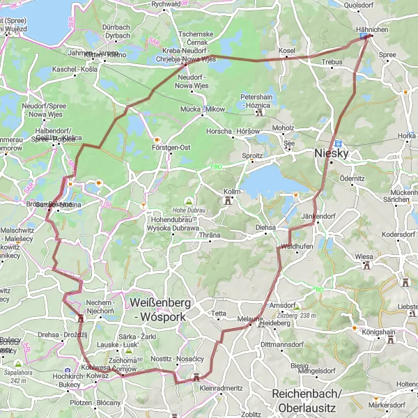 Karten-Miniaturansicht der Radinspiration "Gravel-Route von Hähnichen nach Stannewisch" in Dresden, Germany. Erstellt vom Tarmacs.app-Routenplaner für Radtouren