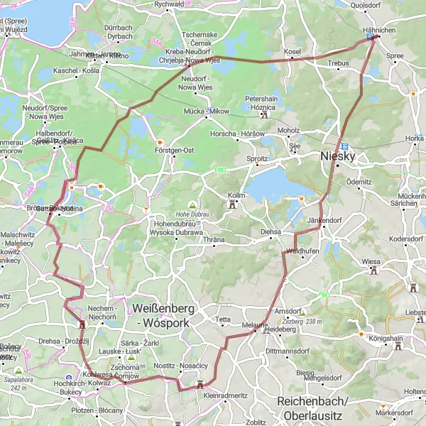 Map miniature of "Rural Serenity" cycling inspiration in Dresden, Germany. Generated by Tarmacs.app cycling route planner