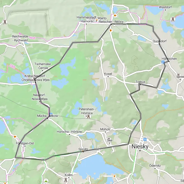 Map miniature of "Nature Escape" cycling inspiration in Dresden, Germany. Generated by Tarmacs.app cycling route planner