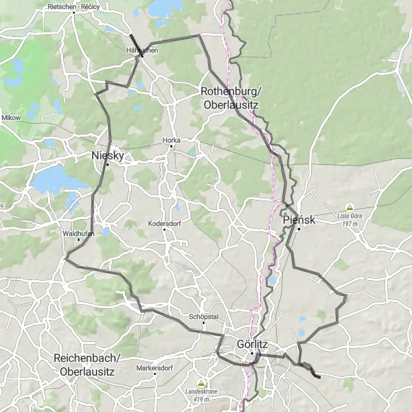 Karten-Miniaturansicht der Radinspiration "Rundtour von Hähnichen nach Görlitz" in Dresden, Germany. Erstellt vom Tarmacs.app-Routenplaner für Radtouren