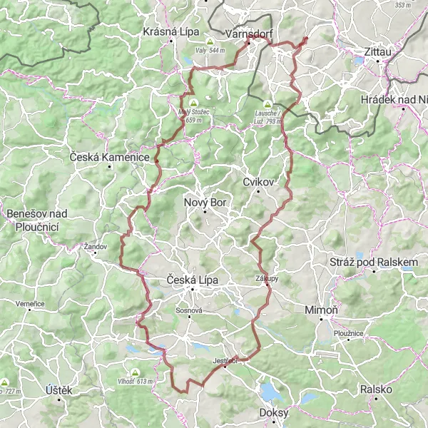 Karten-Miniaturansicht der Radinspiration "Gravel Tour um Hainewalde" in Dresden, Germany. Erstellt vom Tarmacs.app-Routenplaner für Radtouren