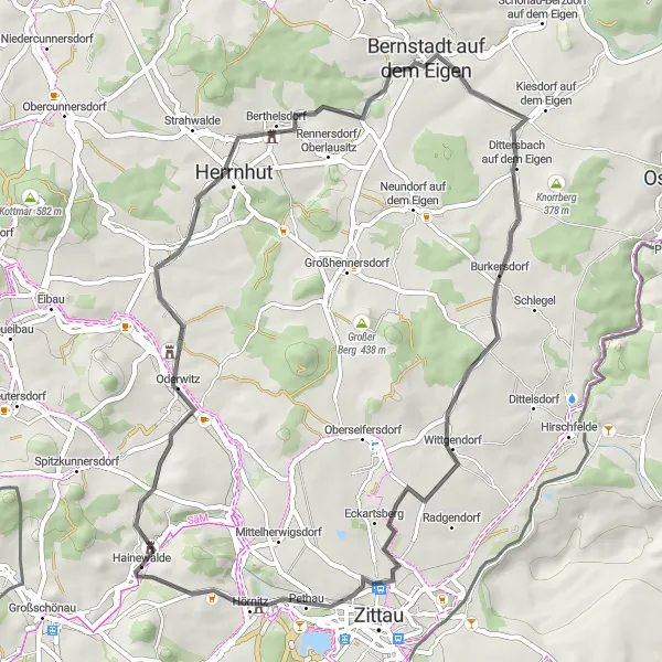 Karten-Miniaturansicht der Radinspiration "Road-Tour zur schönen Aussicht und Koitsche" in Dresden, Germany. Erstellt vom Tarmacs.app-Routenplaner für Radtouren