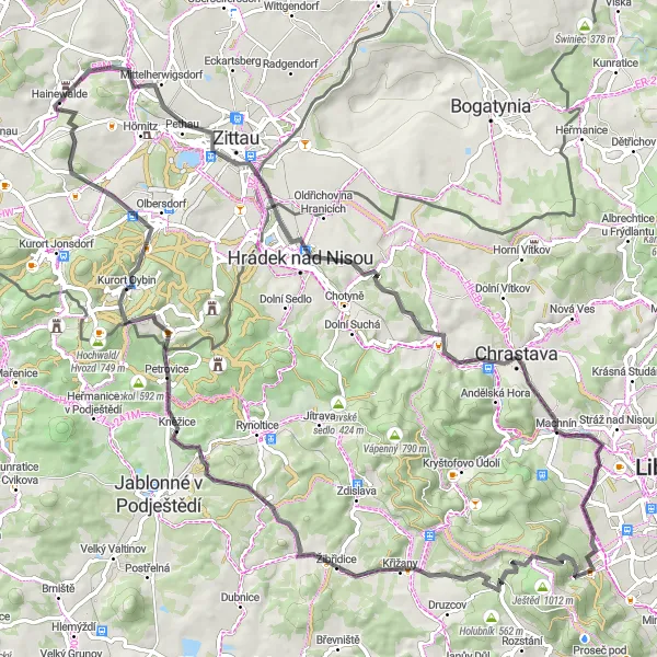 Karten-Miniaturansicht der Radinspiration "Entlang der Oberlausitzer Bergstraße" in Dresden, Germany. Erstellt vom Tarmacs.app-Routenplaner für Radtouren