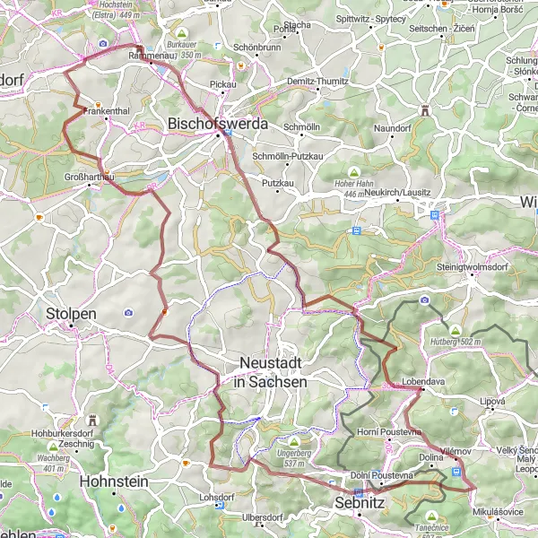 Karten-Miniaturansicht der Radinspiration "Gravelabenteuer durch Kleppischberg und Polenz" in Dresden, Germany. Erstellt vom Tarmacs.app-Routenplaner für Radtouren