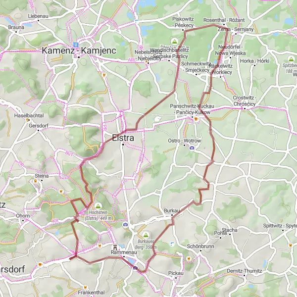 Map miniature of "Exploring Luchsenburg and Bistum Meißen Gravel Cycling Adventure" cycling inspiration in Dresden, Germany. Generated by Tarmacs.app cycling route planner