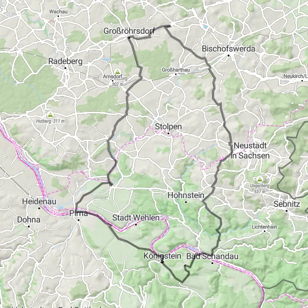 Karten-Miniaturansicht der Radinspiration "Radtour mit Ausblick - Hohberg und Schöne Aussicht" in Dresden, Germany. Erstellt vom Tarmacs.app-Routenplaner für Radtouren