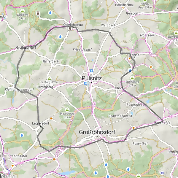 Map miniature of "Hauswalde Short Escapade" cycling inspiration in Dresden, Germany. Generated by Tarmacs.app cycling route planner